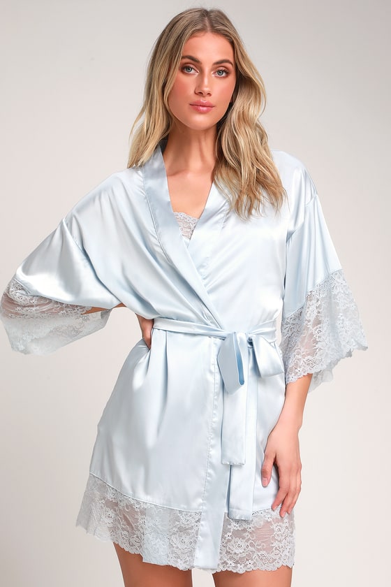 baby blue satin robe