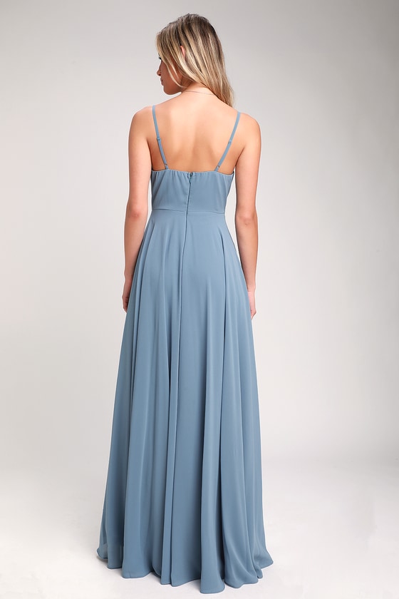 all about love slate blue maxi dress