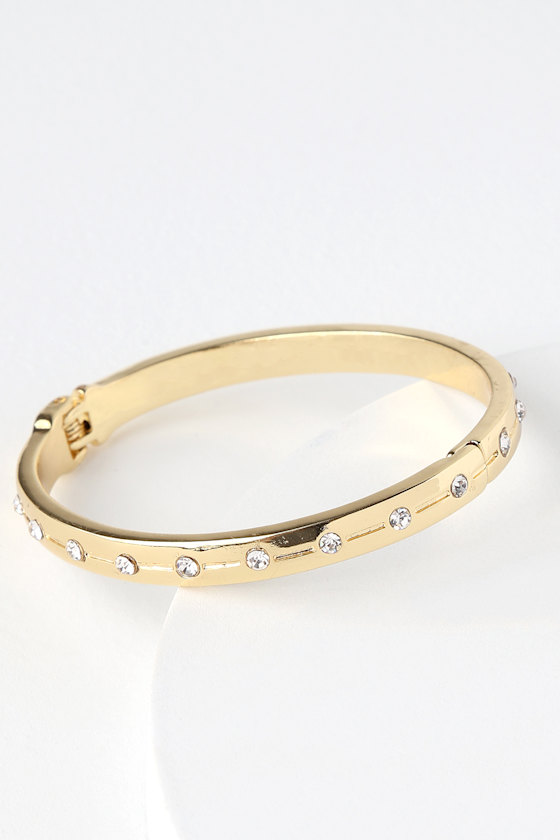 Ioana Gold Rhinestone Hinged Bracelet 2