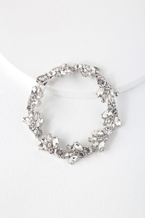 Take My Hand Silver and Clear Rhinestone Bracelet 2