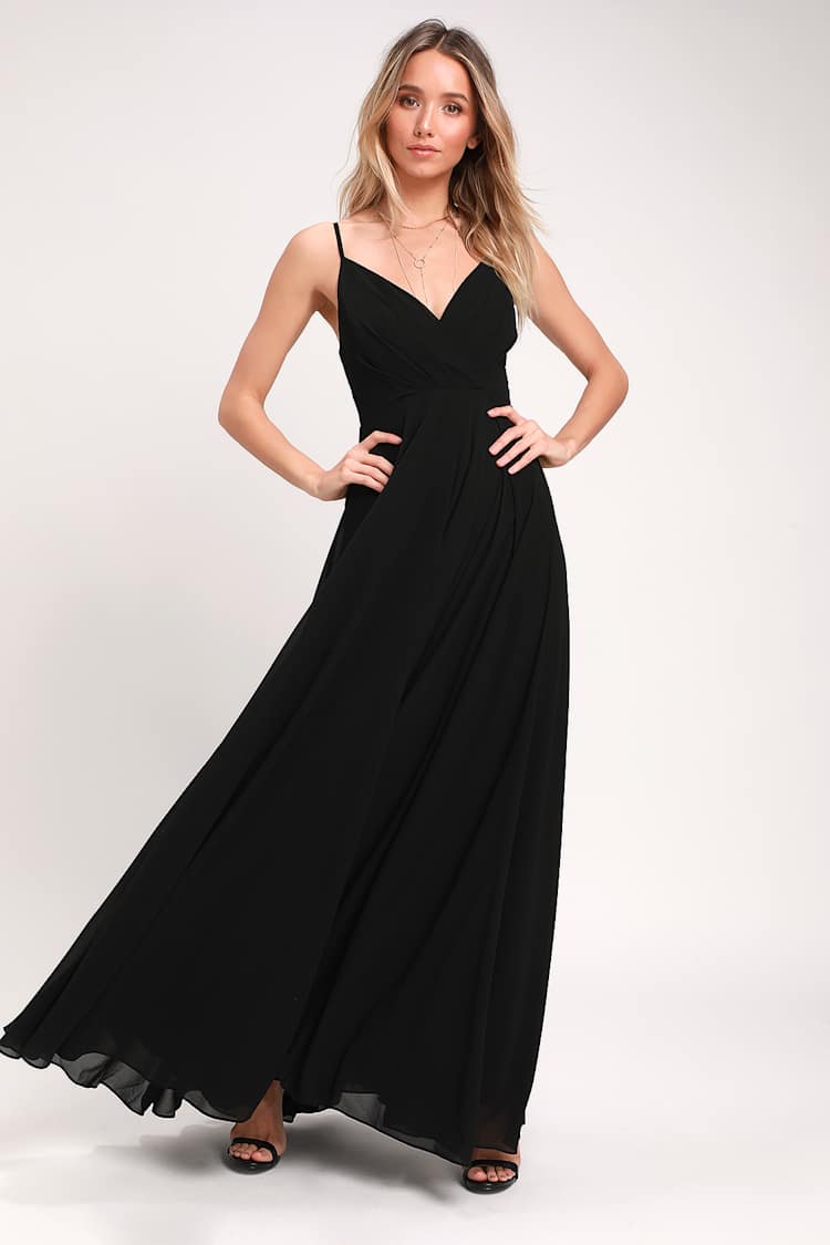 lulus all about love maxi dress Lovely Black Maxi Dress - Black Maxi - Gown - Bridesmaid Dress