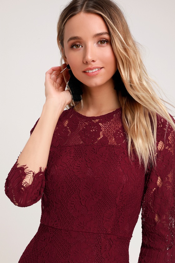 lulus burgundy lace dress