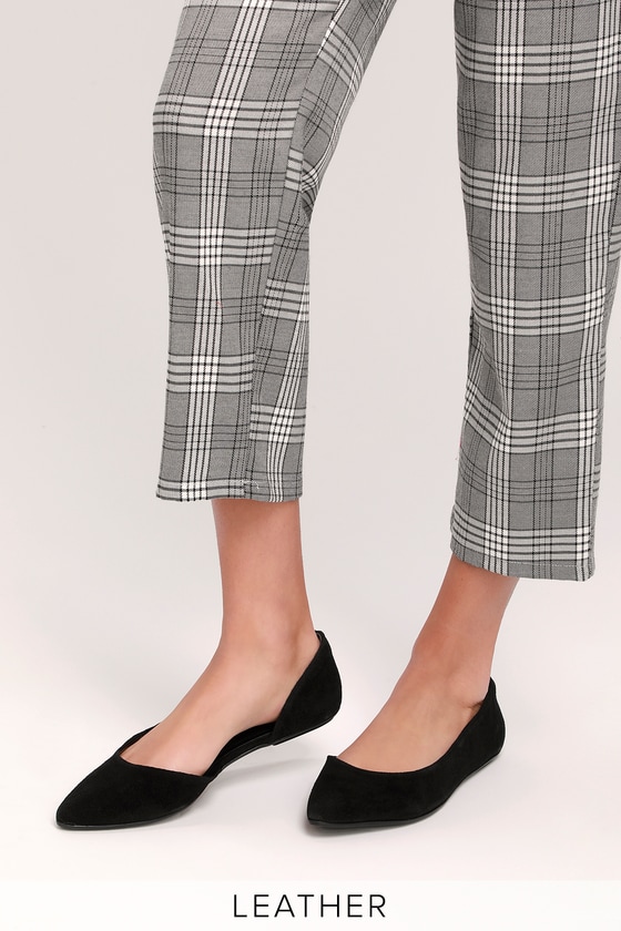 black leather d orsay flats