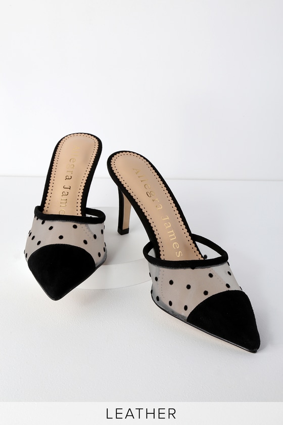 Polka Dot Genuine Suede Mules 