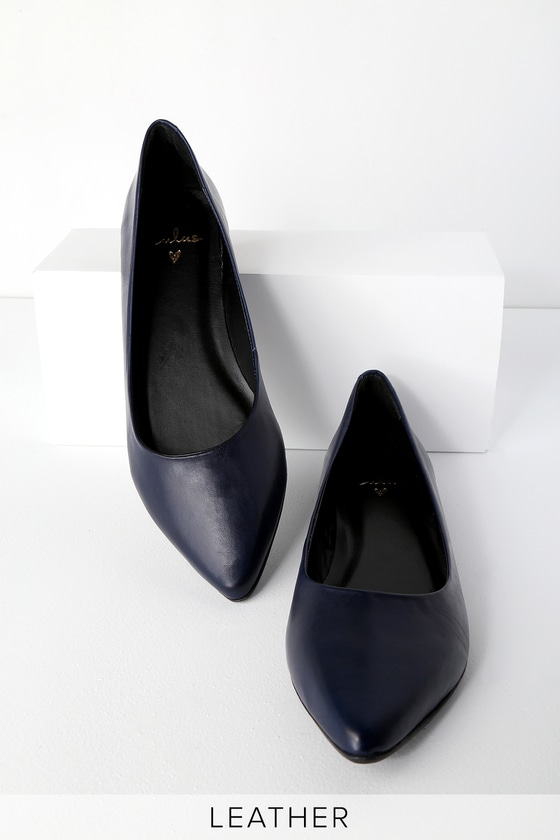 pointed navy flats