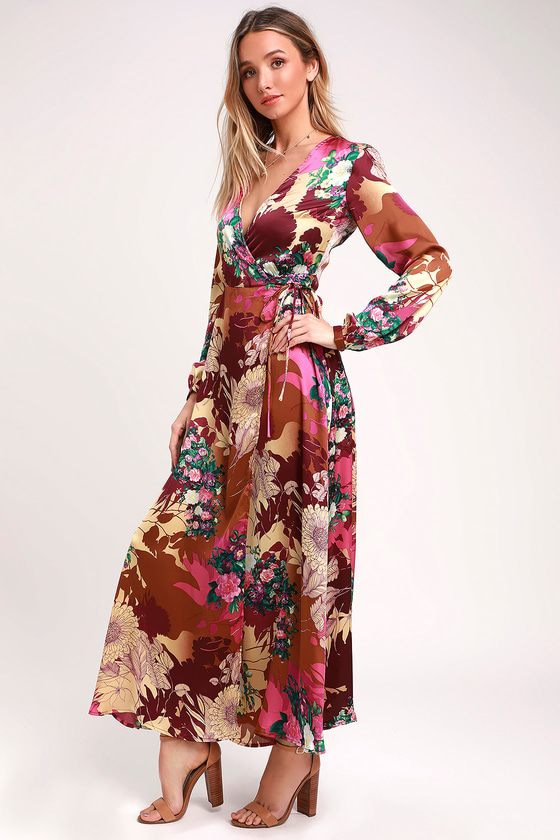 Burgundy Wrap Maxi Dress Online Hotsell ...