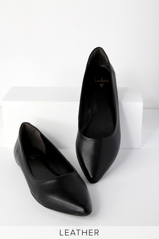 Genuine Leather Flats - Pointed Toe Flats