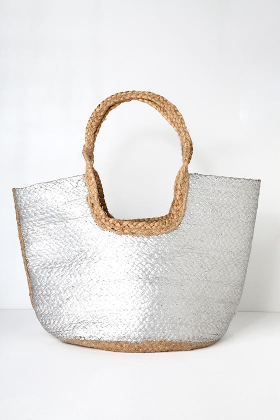 Cute Metallic Tote Bag Jute Tote Bag Woven Jute Tote Lulus