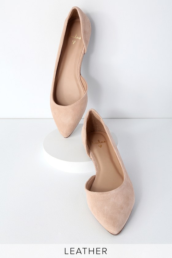 nude suede flats