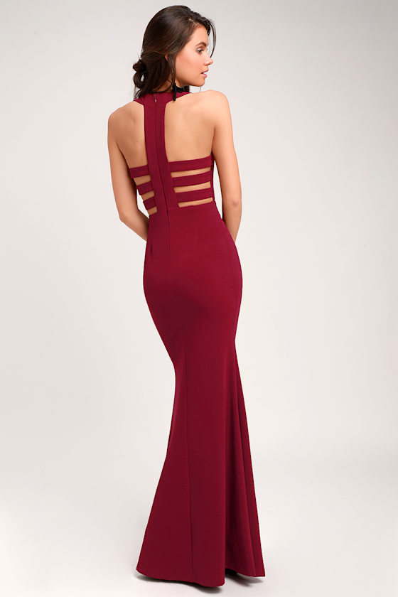Power of Wow Burgundy Backless Maxi Dress 1