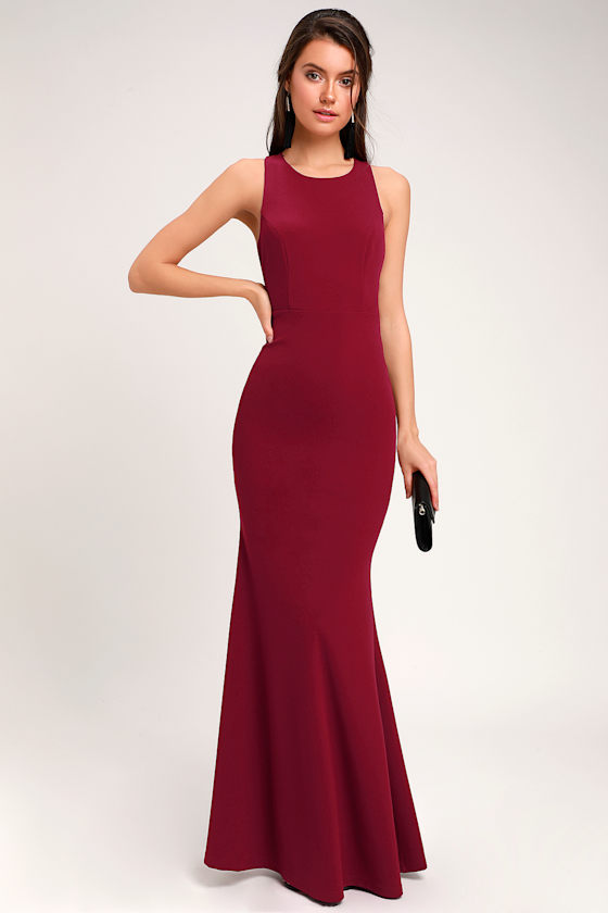 Power of Wow Burgundy Backless Maxi Dress 2