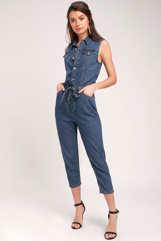 denim flare jumpsuit