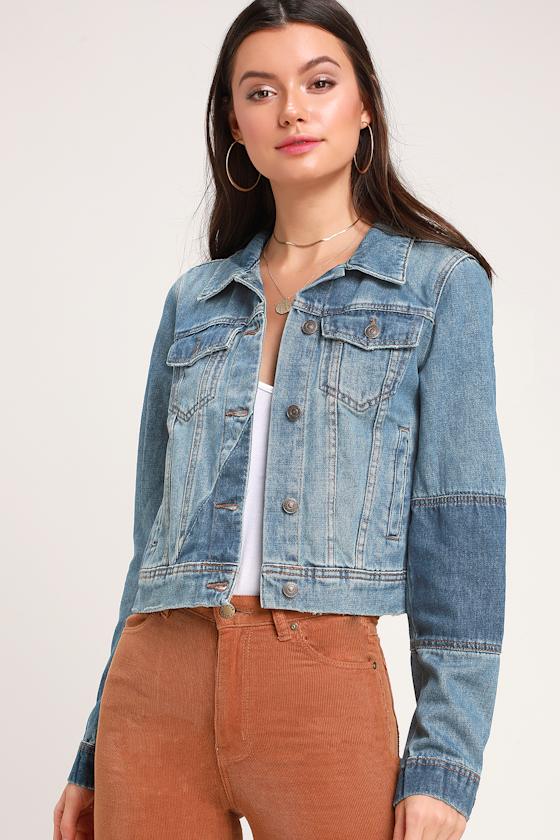 Rumors Medium Wash Two-Tone Denim Jacket 5
