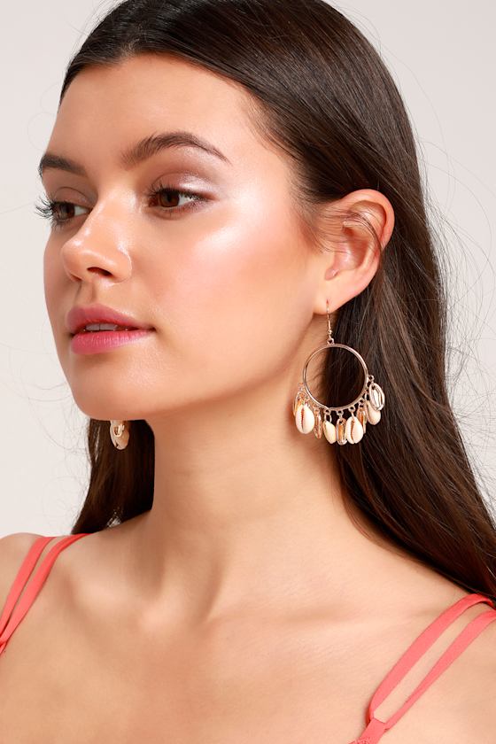 Sand Seeker Gold Cowrie Shell Earrings 2