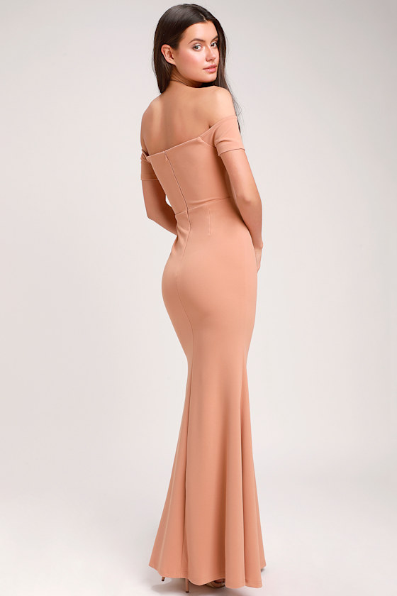Lynne Nude Off-the-Shoulder Maxi Dress 4