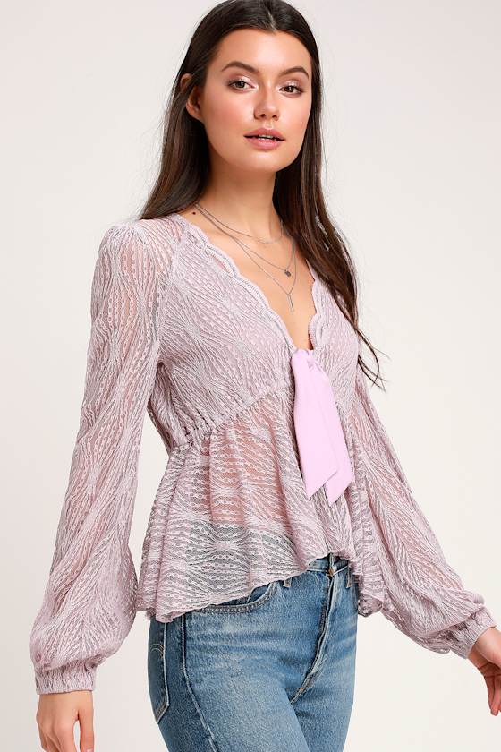 Free People Luisa - Sexy Lavender Top - Babydoll Top - Lace Top - Lulus