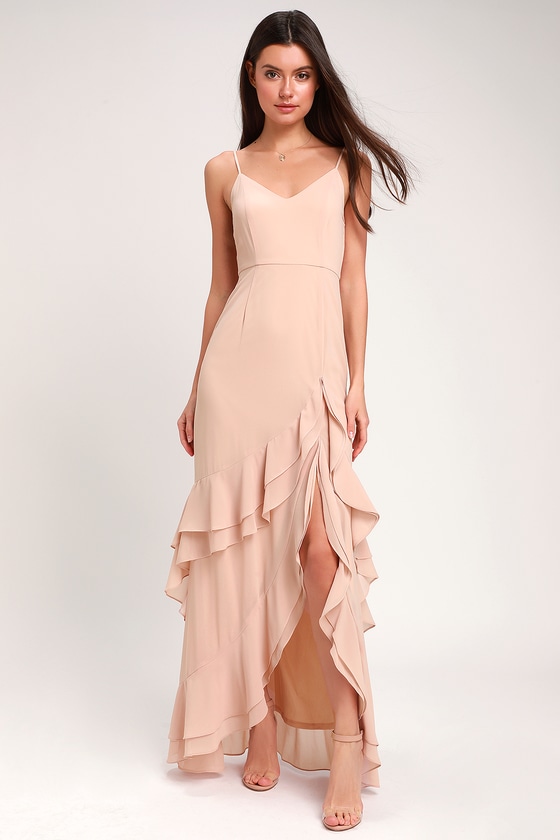 long lavender dress with sleeves