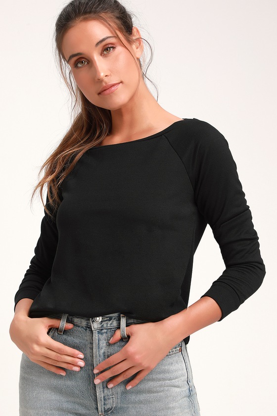 Cozy Black Sweater Top - Scoop Neck Sweater - Pullover Sweater - Lulus