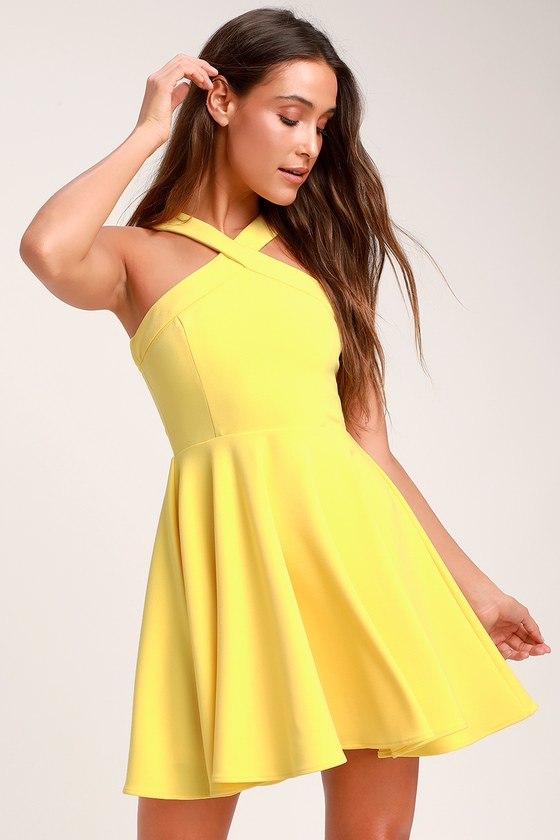 yellow halter dress