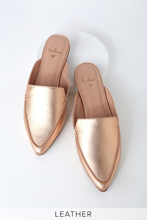 rose gold spiked loafers