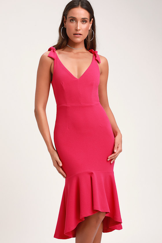 trumpet hem midi dress