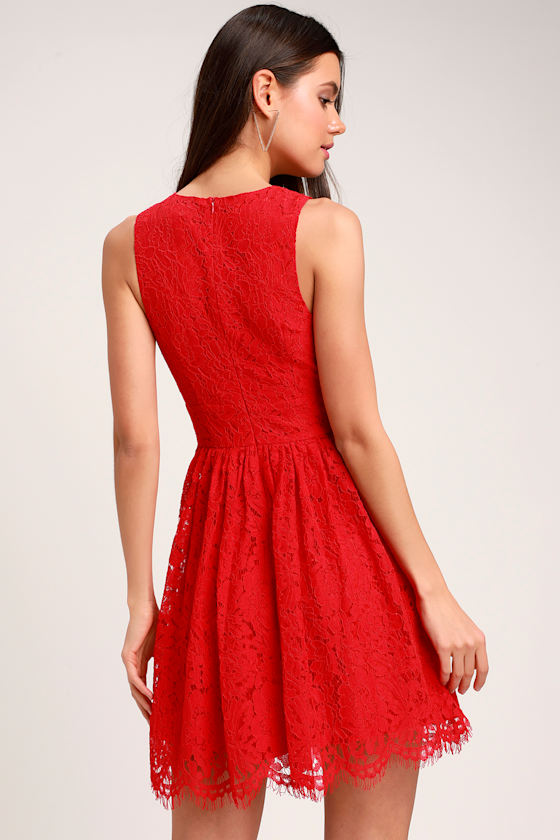 lulus red skater dress