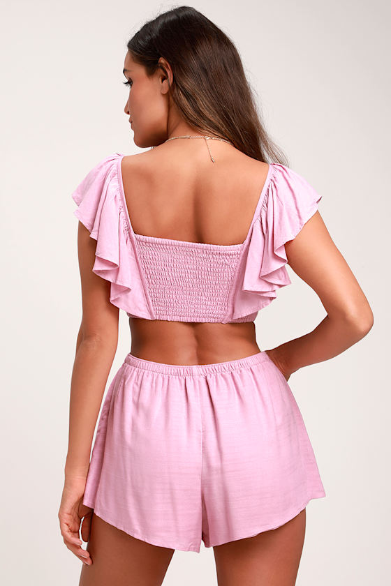 Cayo De Coco Lavender Smocked Crop Top 1