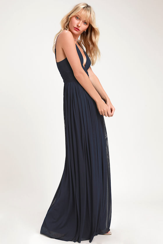 Queen of the Evening Navy Blue Maxi Dress 1
