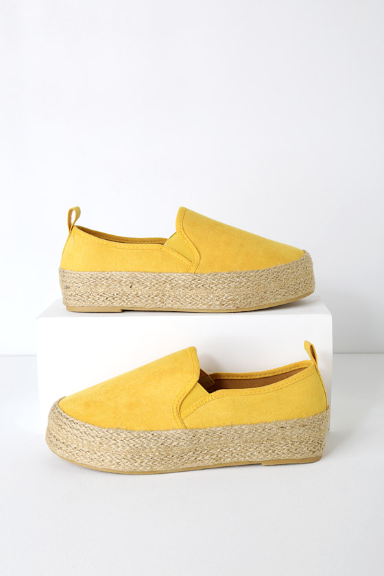 yellow suede espadrilles
