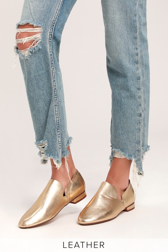 Kelsi Dagger Clara - Genuine Leather Loafers - Gold Loafers - Lulus