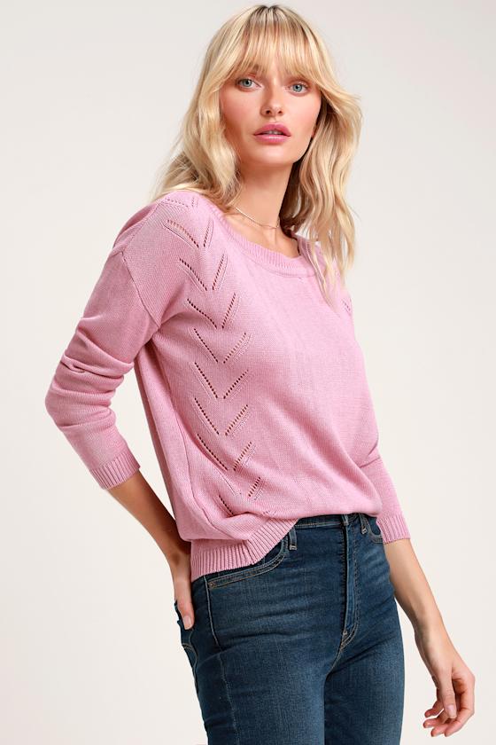 Pointelle Me More Mauve Pink Knit Sweater 3