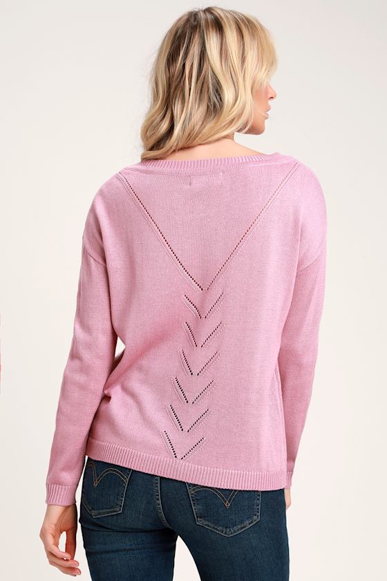 Pointelle Me More Mauve Pink Knit Sweater 4