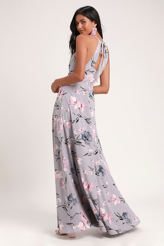 Antonella Dusty Lavender Floral Print Maxi Dress 3