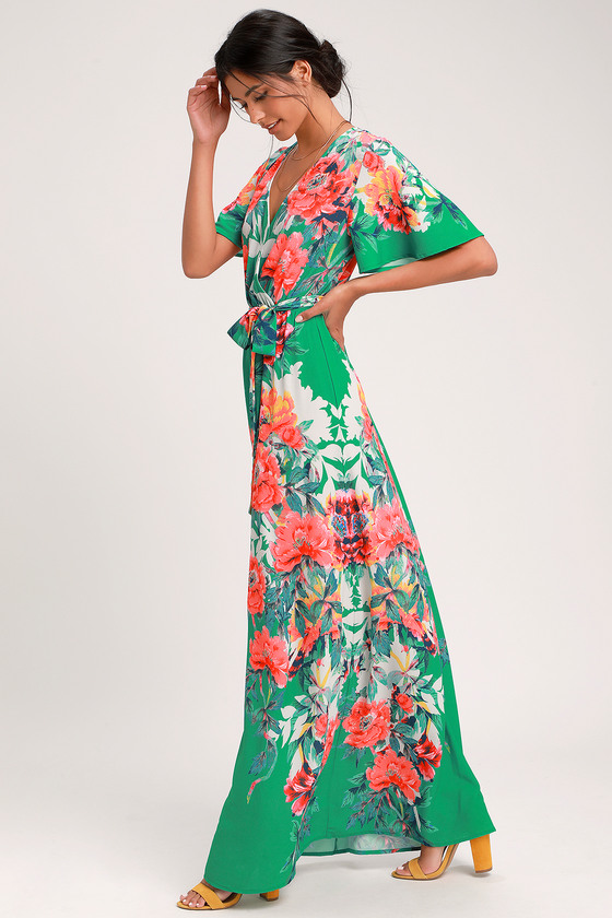 green print maxi dress