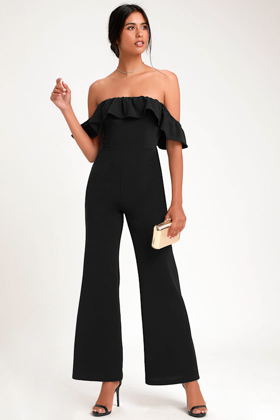 Black Jumpsuit - Lace-Up Jumpsuit - Off 