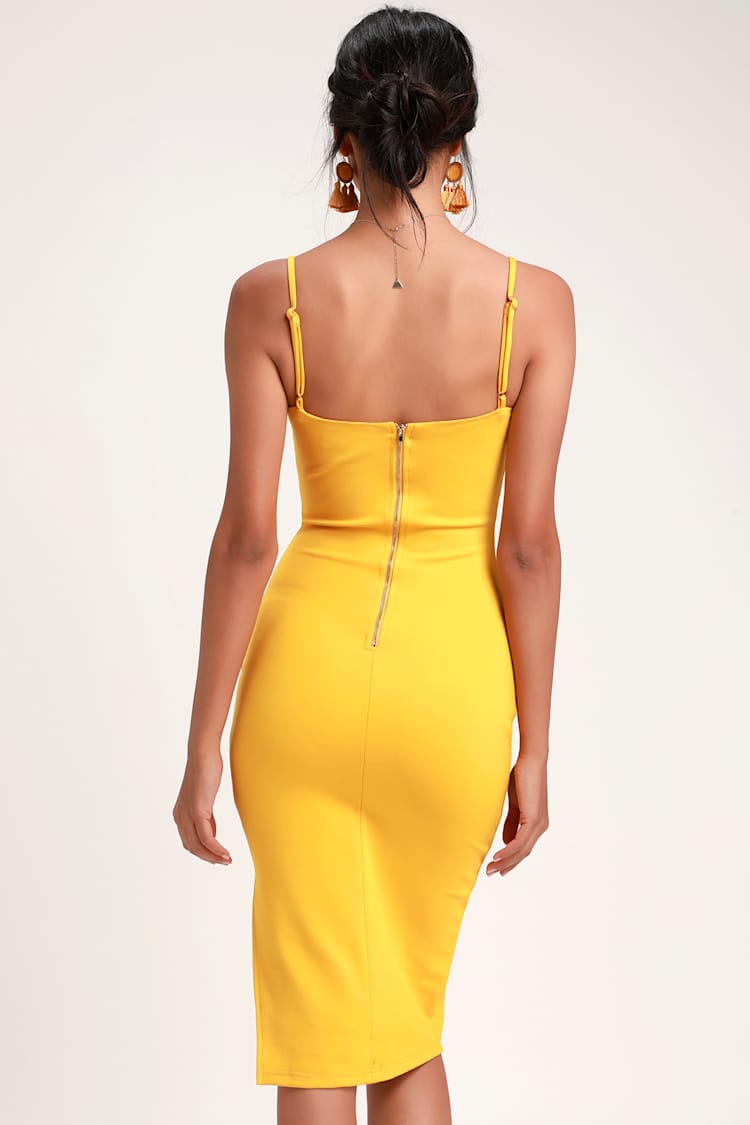 plus size yellow bodycon dress Women's Plus Size Moonwave Bodycon Dress - Mustard main image 1
