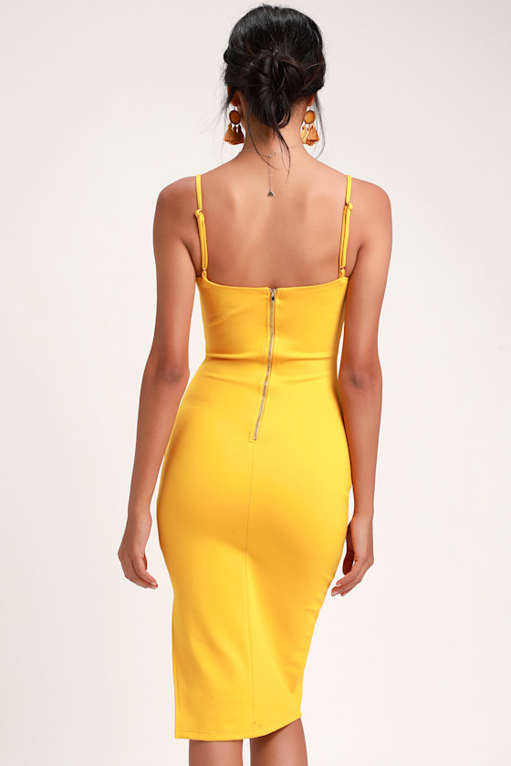 Sexy Yellow Dress Bodycon Dress Midi Dress Dress Lulus