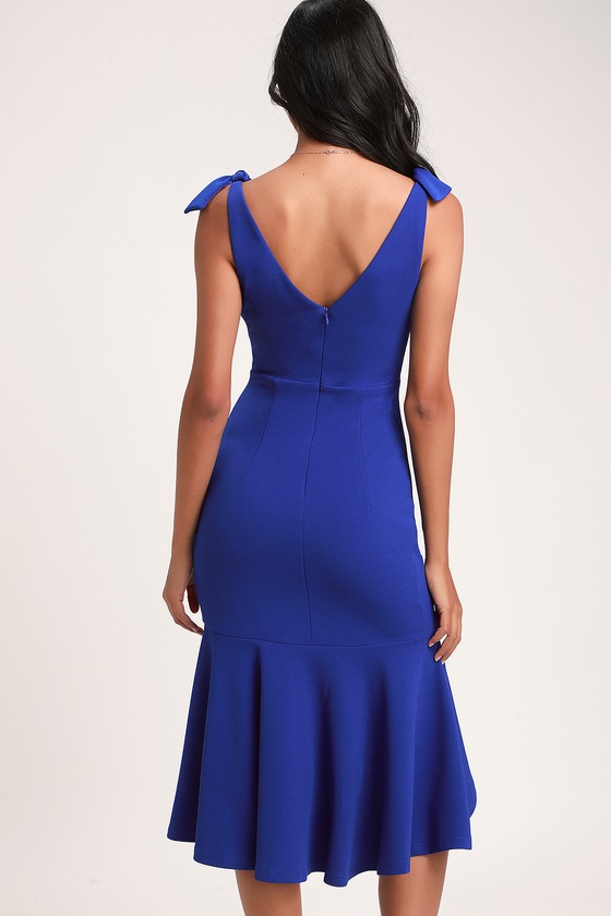 Royal Blue Dress - Midi Dress - Bodycon Dress - Trumpet Hem Dress