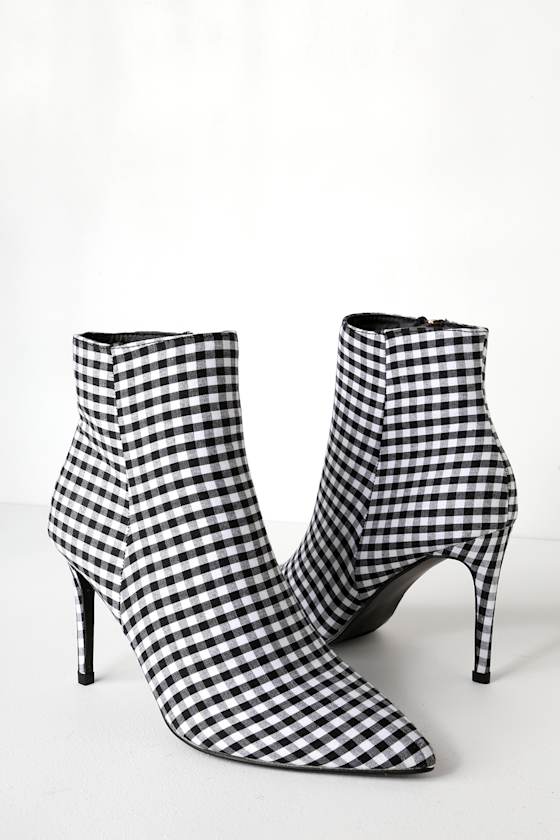 black and white checkered booties