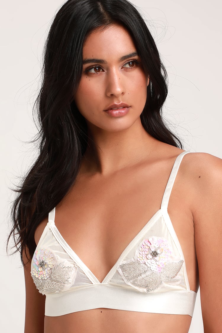 After Party Ivory Beaded Bralette