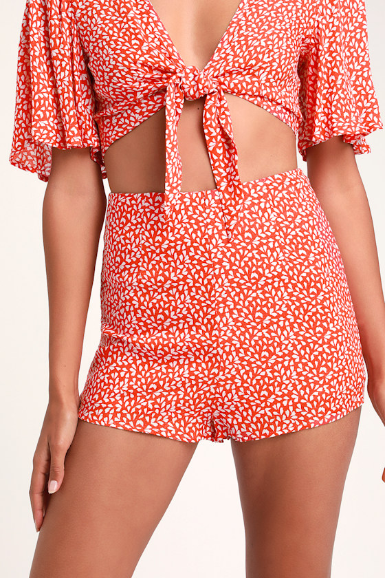 Nedra Red Print Shorts 1
