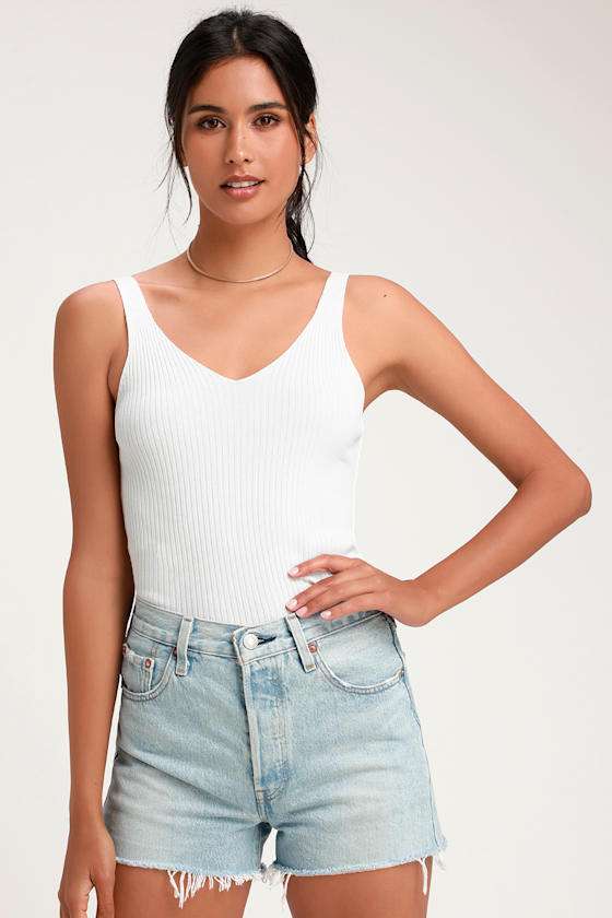 Louise White Sleeveless Sweater Top 1