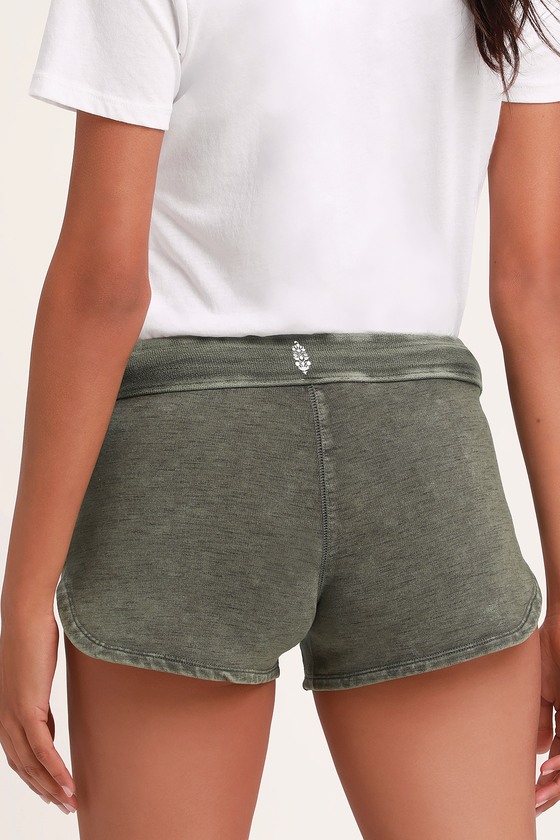 Free People Go Getter - Washed Army Green Shorts - Shorts - Lulus