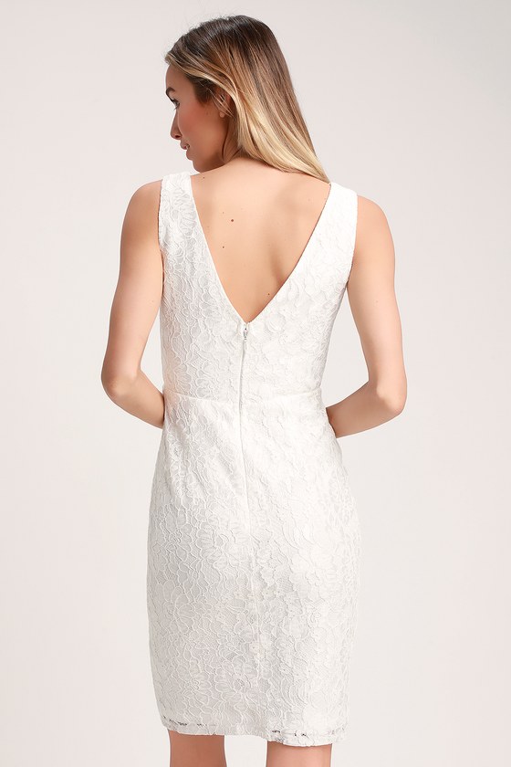 Normani White Lace Sleeveless Dress