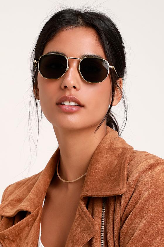 Macht Schnel Gold Geometric Wireframe Sunglasses 5