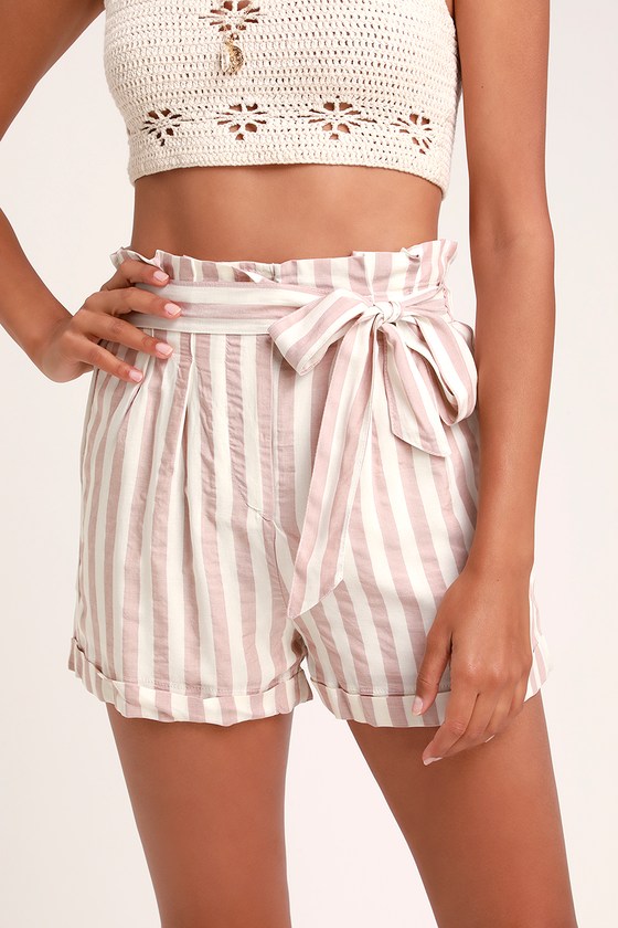 paperbag striped shorts