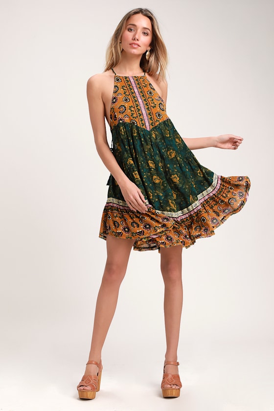 Casablanca Green Multi Print Slip Dress 1