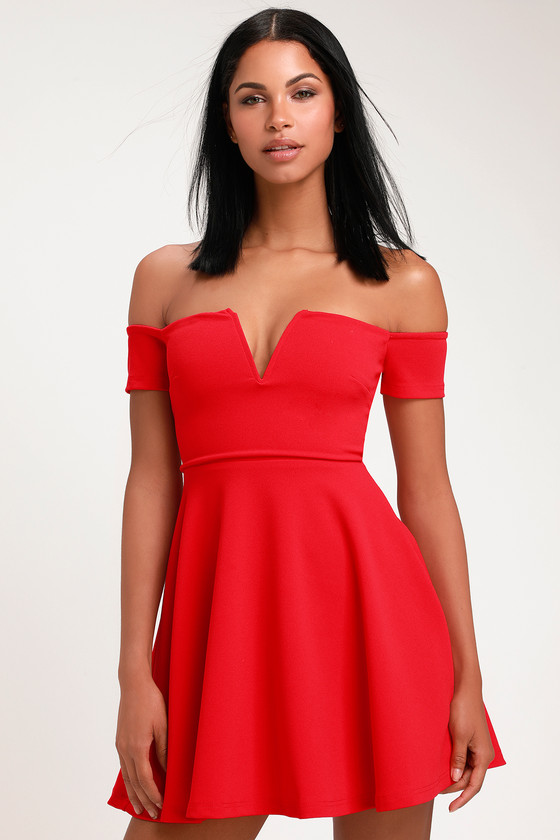 lulus red off the shoulder dress