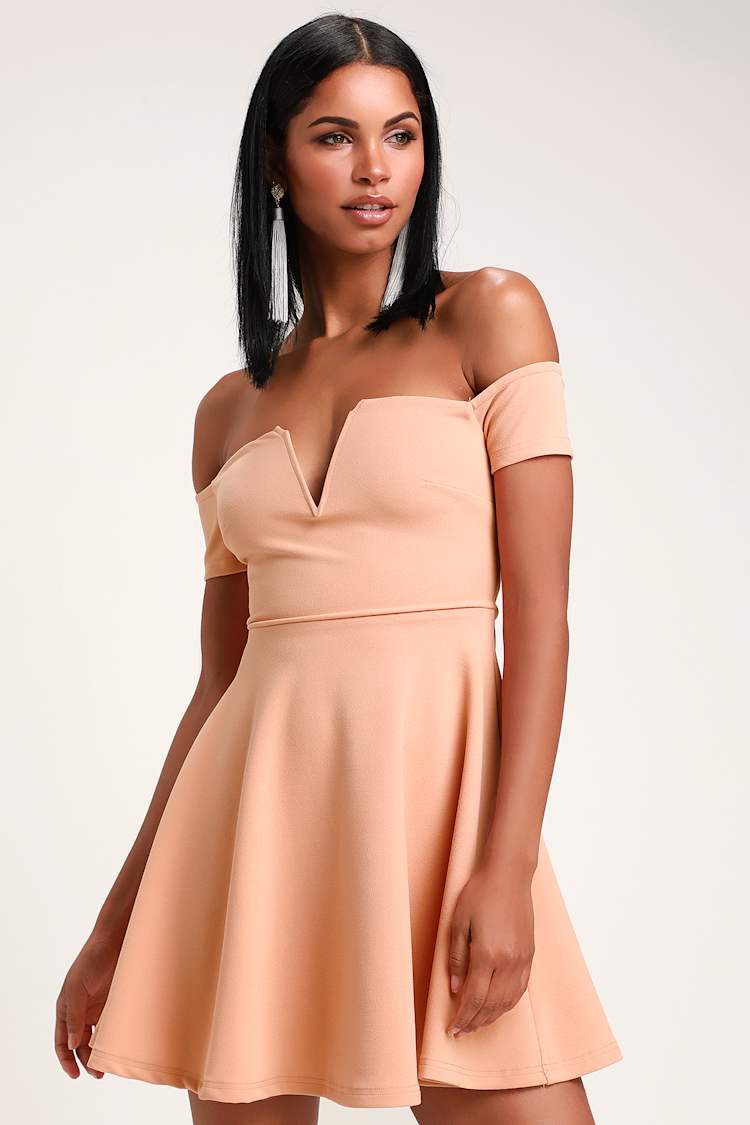 lulus peach skater dress New Lulu's Forevermore Peach Skater halter neck Dress NWT XL