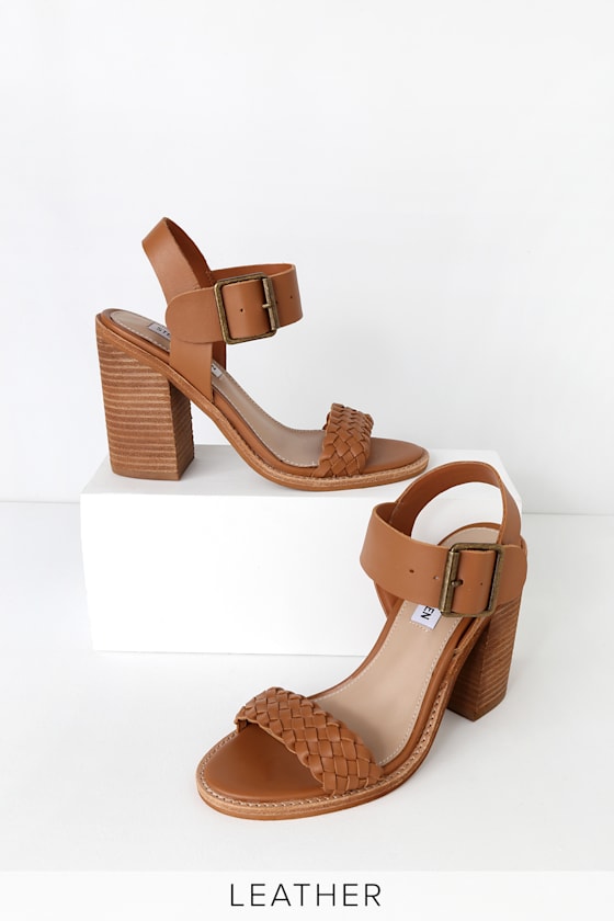 Steve Madden Cadence Cognac Leather Sandals High Heel Sandals Lulus
